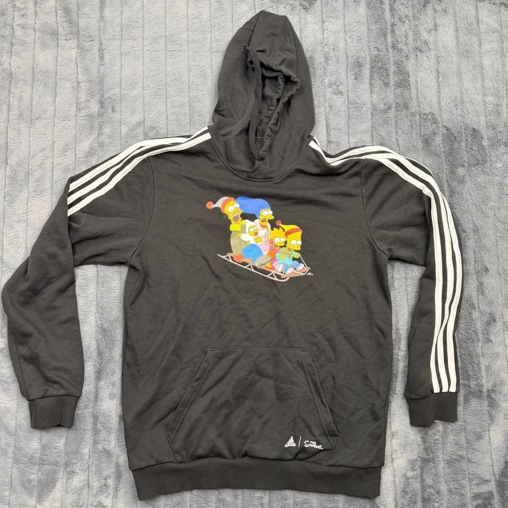 Adidas x The Simpsons Mens Black Sled Graphic Hoodie Sweatshirt Medium GS6314
